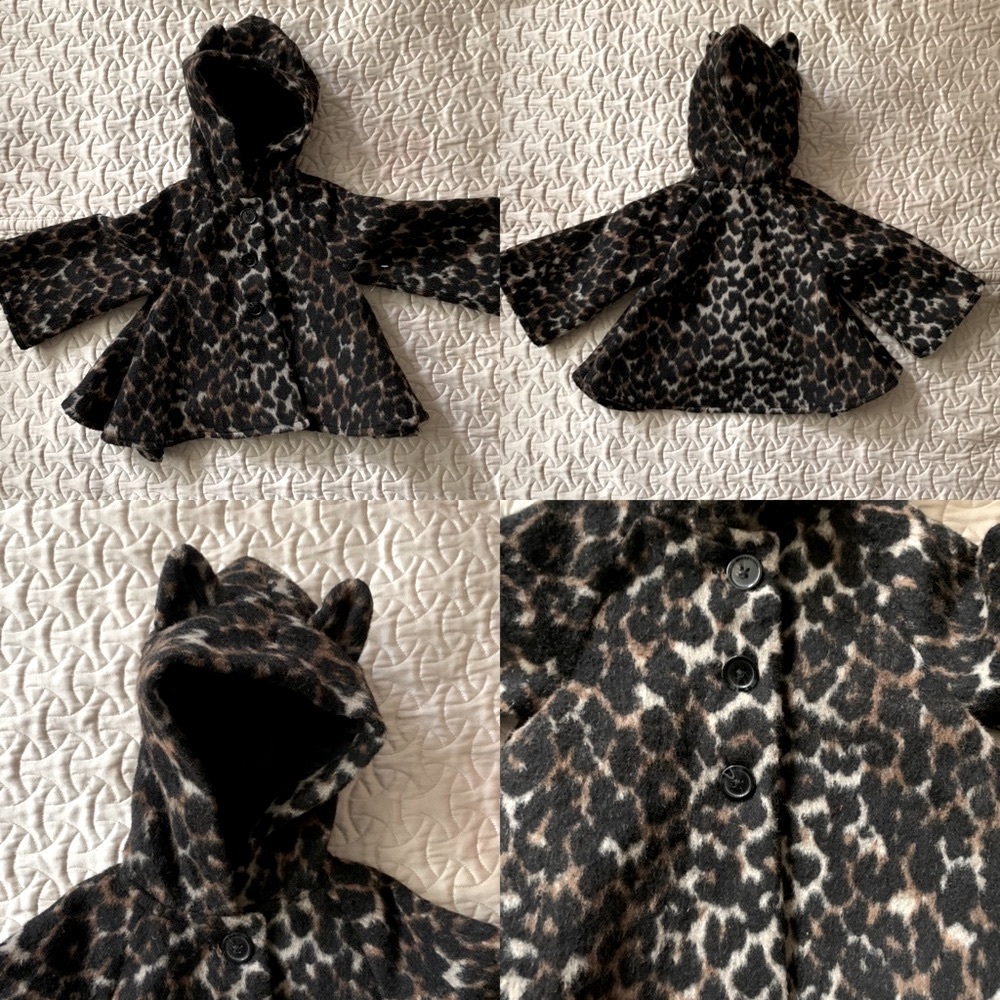 🤎🖤Adorable Leopard Pea coat - NWOT🖤🤎